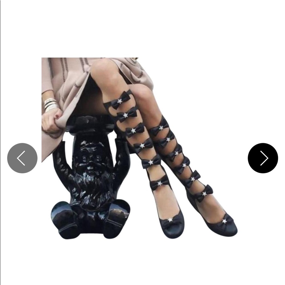 Chanel Bow Star Leather Knee High Boots 39